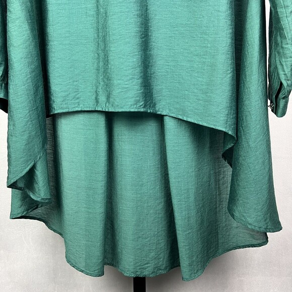 Nathalie Chaize Tunic Top Woman 8 Kelly Green Pullover Hi-Low Lagenlook Blouse - Picture 6 of 11